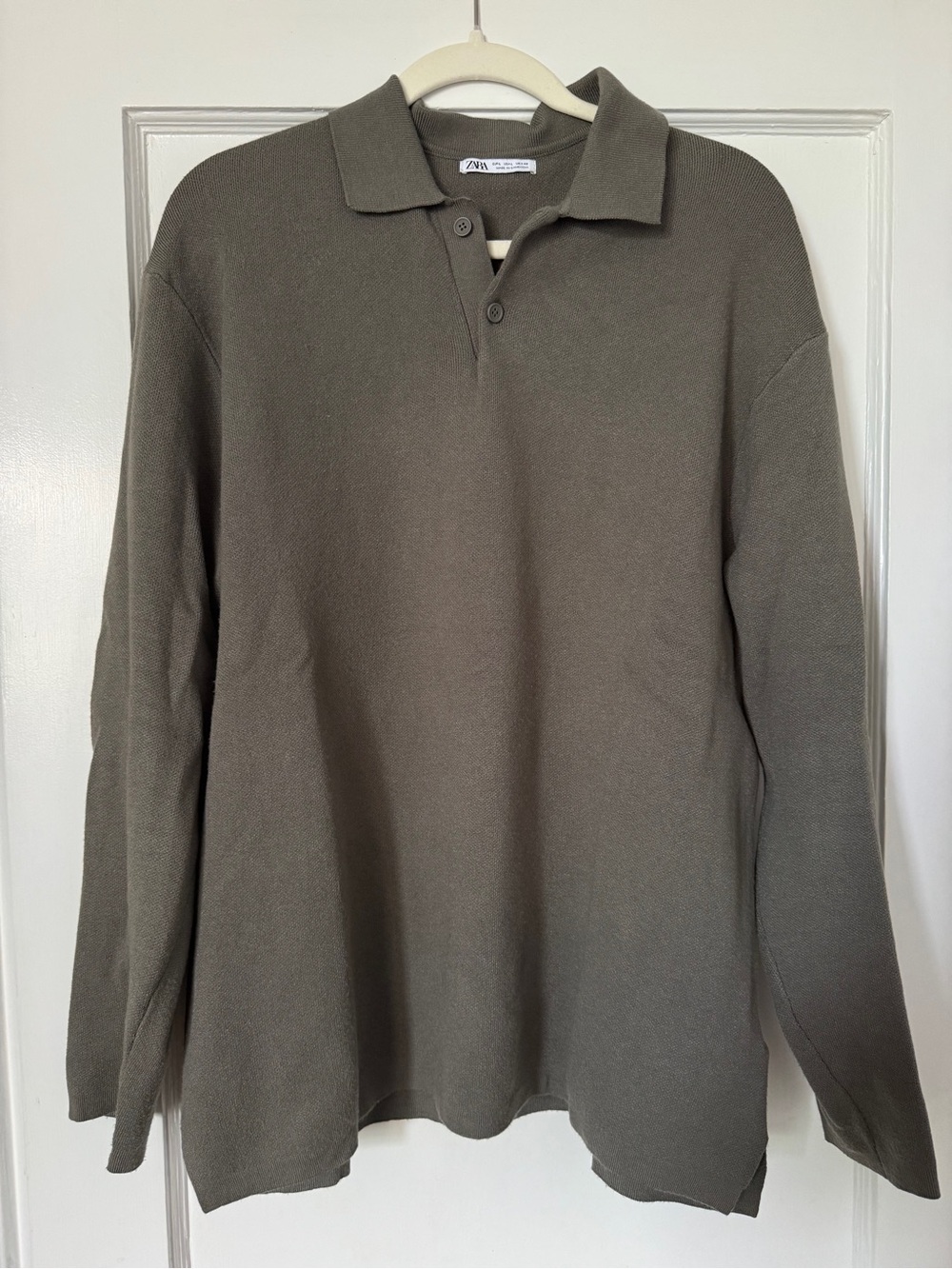 Zara Olive-Tone Long Sleeve Polo